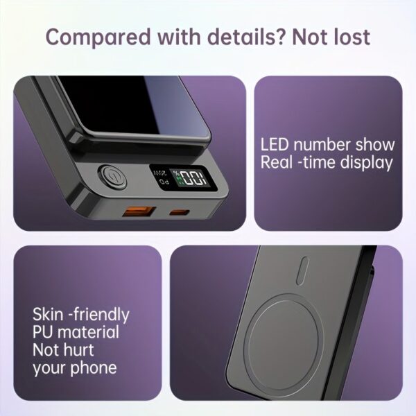 [Fast Charging Power Bank] 22.5W PD Fast Charging Power Bank 10000/5000mAh - Portable Wireless Charger, Magnetic Wireless Charging Pack, USB Type-C, LED Power Display, Rechargeable Lithium Polymer Battery For Android/iPhone Devices