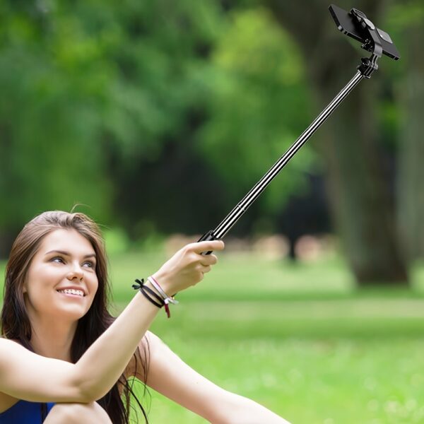 40-inch Extendable Phone Selfie Stick, Professional Floor Stand Designed for Live Streaming with Wireless Remote Control Smartphone Tripod, 360° Rotatable, Stable Anti-Shake Handheld Monopod Perfect for Travel and Outdoor Vlogging and Broadcasting, Suitable for iPhone/Android Smartphones