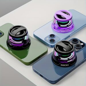 Mini magnetic speaker and phone stand with lanyard, USB charging, portable hands-free stand, suitable for home gym travel.