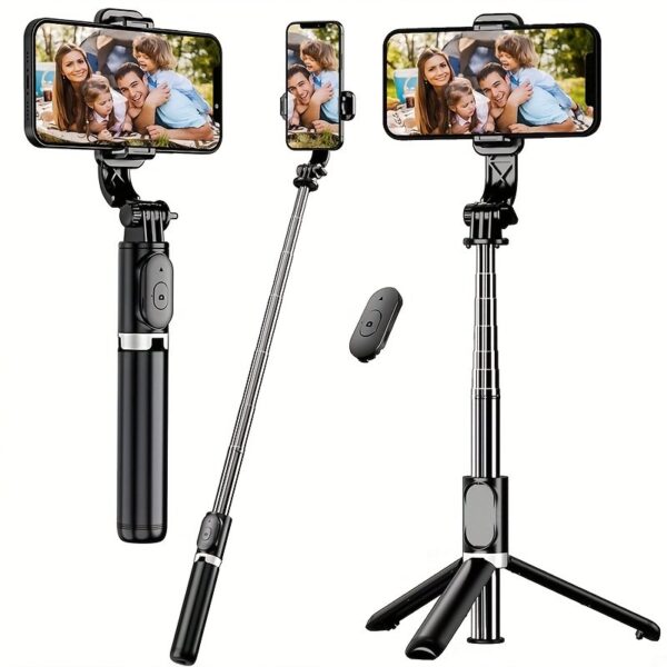 40-inch Extendable Phone Selfie Stick, Professional Floor Stand Designed for Live Streaming with Wireless Remote Control Smartphone Tripod, 360° Rotatable, Stable Anti-Shake Handheld Monopod Perfect for Travel and Outdoor Vlogging and Broadcasting, Suitable for iPhone/Android Smartphones
