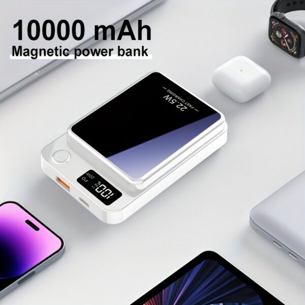 [Fast Charging Power Bank] 22.5W PD Fast Charging Power Bank 10000/5000mAh - Portable Wireless Charger, Magnetic Wireless Charging Pack, USB Type-C, LED Power Display, Rechargeable Lithium Polymer Battery For Android/iPhone Devices