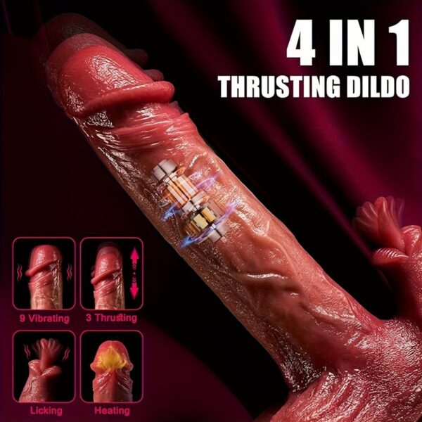 9-Inch Realistic Dildo Vibrator - 8 Thrusting & 10 Licking Modes, Heated G-Spot Stimulation, Powerful Suction Cup Base, Rechargeable Battery