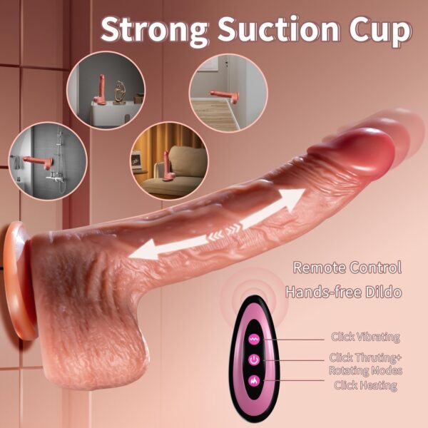 9-Inch Realistic Dildo Vibrator - 8 Thrusting & 10 Licking Modes, Heated G-Spot Stimulation, Powerful Suction Cup Base, Rechargeable Battery