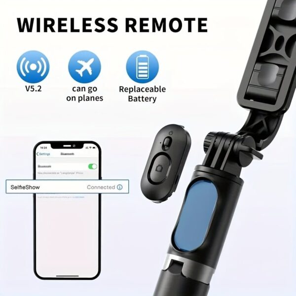 40 Inch Retractable Selfie Stick Professional Floor Tripod for Live Streaming, with Wireless Remote, 360° Rotation, Stable Anti-shake Design. Ideal for Travel Vlogs & Outdoor Live Streaming. Compatible with iPhone/Android Smartphones