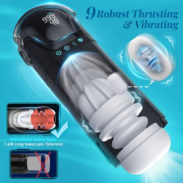 9 Sucking Modes 9 Stretching Modes Male Electric Masturbation Cup Penis Masturbator, Digital Display Male Adult Sex Toys 3D Realistic Texture Sex Toys Stroker