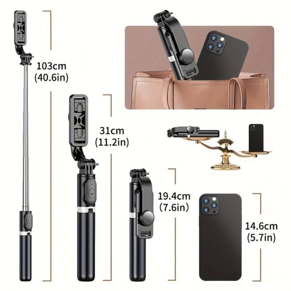40-inch Extendable Phone Selfie Stick, Professional Floor Stand Designed for Live Streaming with Wireless Remote Control Smartphone Tripod, 360° Rotatable, Stable Anti-Shake Handheld Monopod Perfect for Travel and Outdoor Vlogging and Broadcasting, Suitable for iPhone/Android Smartphones