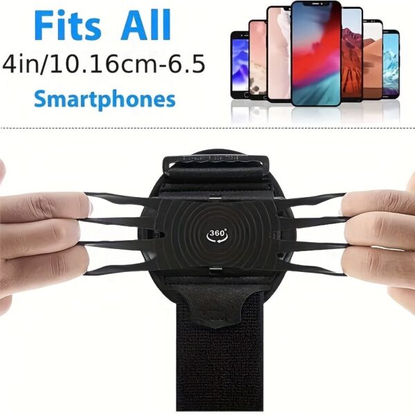Universal 360° Rotating Wrist Phone Holder, Detachable Sports Arm Strap, Includes Key Clip, Fully Touch Screen Access, Compatible with Iphone 15/14/13/12/Pro/Pro Max/Xs/Xr/X/8/7/6 And Samsung Galaxy.