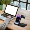 3-in-1 Fast Charging Station: Folding Wireless Charger Stand for iPhone 15/14/13/12/11/Pro/Max/Mini/8/Plus/X/XR/XS/X/SE, iWatch Ultra/Ultra2/9/8/7/6/5/4/3/2/1/SE, and Airpods 3/2/Pro/Pro2 with Universal Compatibility