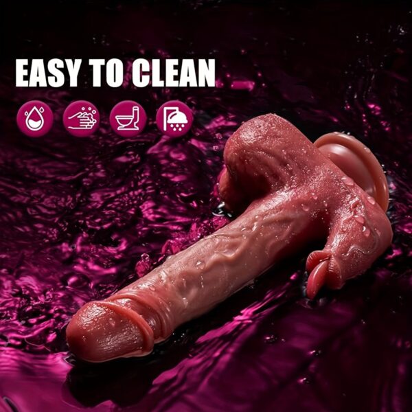 9-Inch Realistic Dildo Vibrator - 8 Thrusting & 10 Licking Modes, Heated G-Spot Stimulation, Powerful Suction Cup Base, Rechargeable Battery