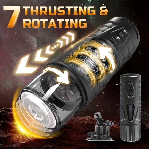 1pc Automatic Male Masturbator Sex Toys for Men, Adult Toy Male Sex Toys with 7 Thrusting & 7 Rotating Modes, Hands Free Pocket Pussy Sex Machine with Visual Window & Suction Base