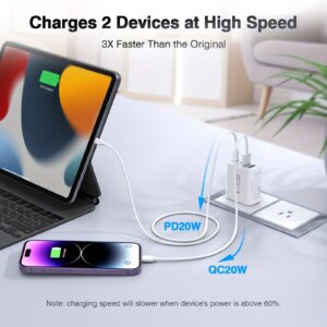 3 Pack 40W Fast Charging Block, 4-Port Charger Cube Power Brick Plug Box Base Adapter for iPad/Pro/Mini, iPhone 15/14/13/12, Galaxy, Motorola, Sony, Google Pixel, Tablet