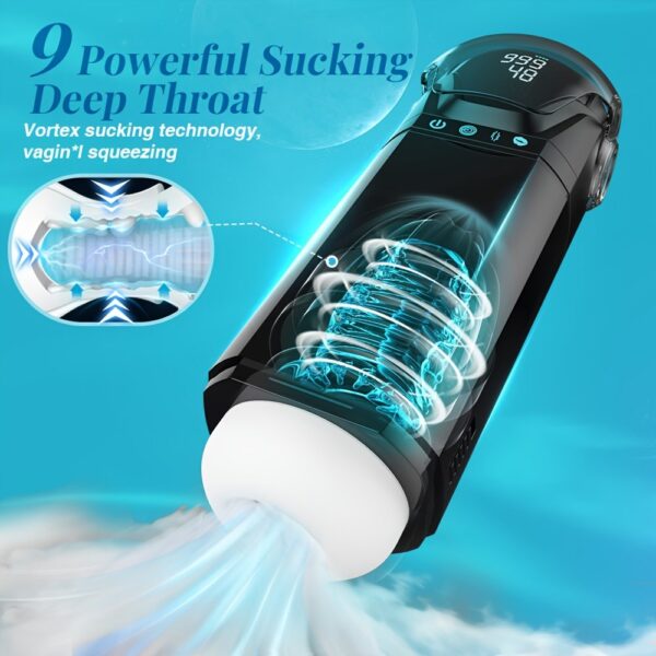 9 Sucking Modes 9 Stretching Modes Male Electric Masturbation Cup Penis Masturbator, Digital Display Male Adult Sex Toys 3D Realistic Texture Sex Toys Stroker