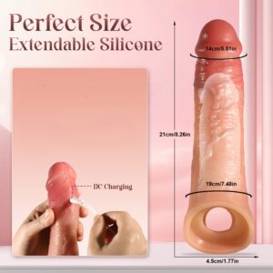 Vibrating Penis Sleeve Rooster Ring Vibrator Extension with 10 Vibration Mode, G-Spot Dildo Vibrators Penis Toy for Men WomenG-Spot Dildo Vibrators Penis Toy for Men Women Sex Toys
