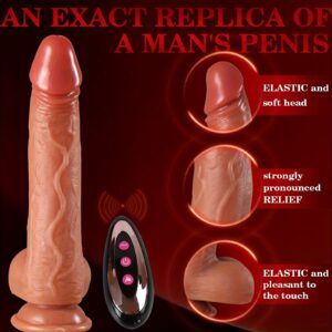 1pc 8.6inch Realistic Thrusting Dildo Vibrator With Heating,10 Vibration Modes,10 Thrusting Modes Dildos For G-Spot Anal Play, Automatic Silicone Penis Sex Toy For Woman Couples With Suction Cup