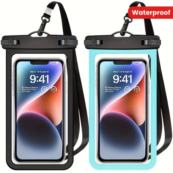 2 waterproof phone pouches, waterproof phone cases for iPhone 15 14 13 12 11 Pro Max, also for phone models under 7 inches