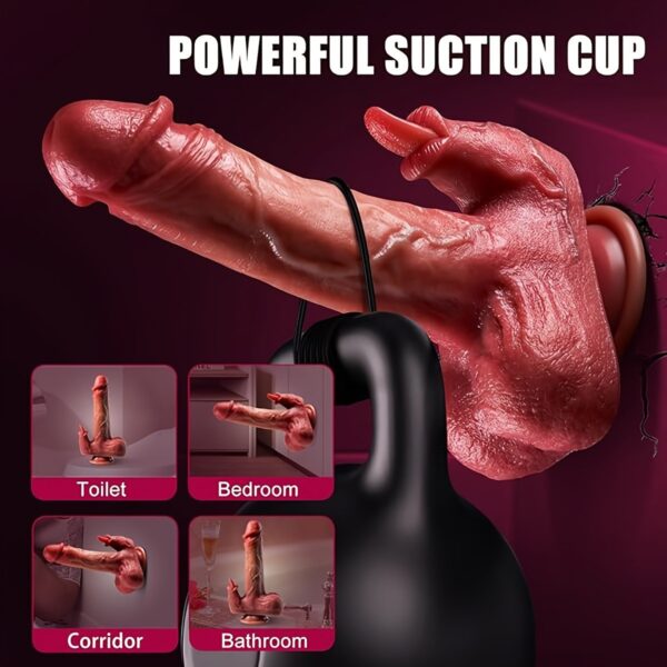 9-Inch Realistic Dildo Vibrator - 8 Thrusting & 10 Licking Modes, Heated G-Spot Stimulation, Powerful Suction Cup Base, Rechargeable Battery