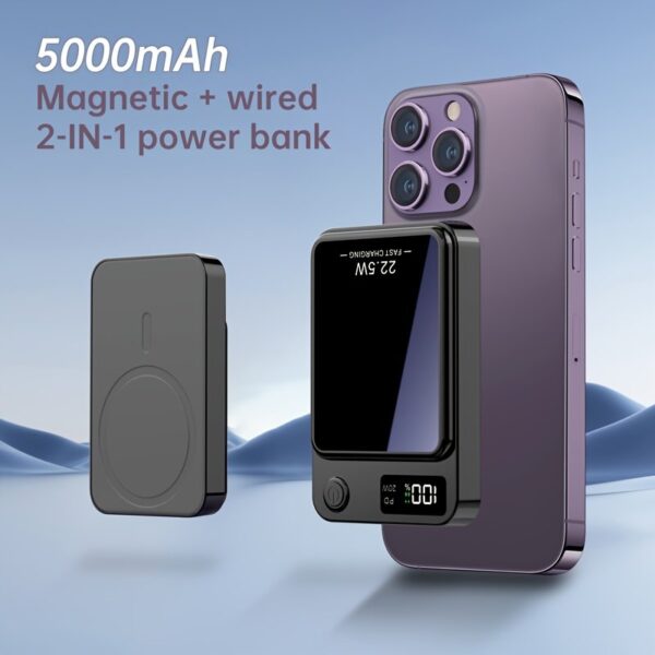 [Fast Charging Power Bank] 22.5W PD Fast Charging Power Bank 10000/5000mAh - Portable Wireless Charger, Magnetic Wireless Charging Pack, USB Type-C, LED Power Display, Rechargeable Lithium Polymer Battery For Android/iPhone Devices