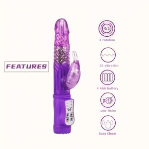 FBBKU 1pc Realistic Fake Malepye Battery-Style Rabbit Beads Vibrating Rod Toy for Women, Dildo