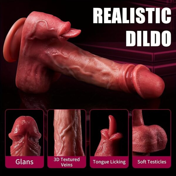 9-Inch Realistic Dildo Vibrator - 8 Thrusting & 10 Licking Modes, Heated G-Spot Stimulation, Powerful Suction Cup Base, Rechargeable Battery