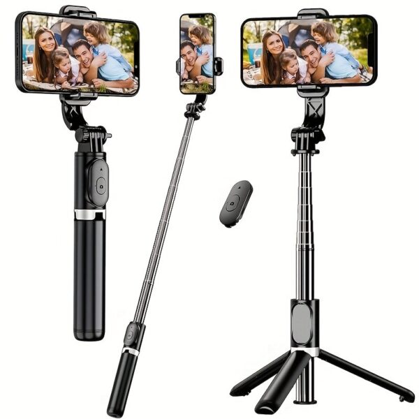 40-inch Extendable Phone Selfie Stick, Professional Floor Stand Designed for Live Streaming with Wireless Remote Control Smartphone Tripod, 360° Rotatable, Stable Anti-Shake Handheld Monopod Perfect for Travel and Outdoor Vlogging and Broadcasting, Suitable for iPhone/Android Smartphones