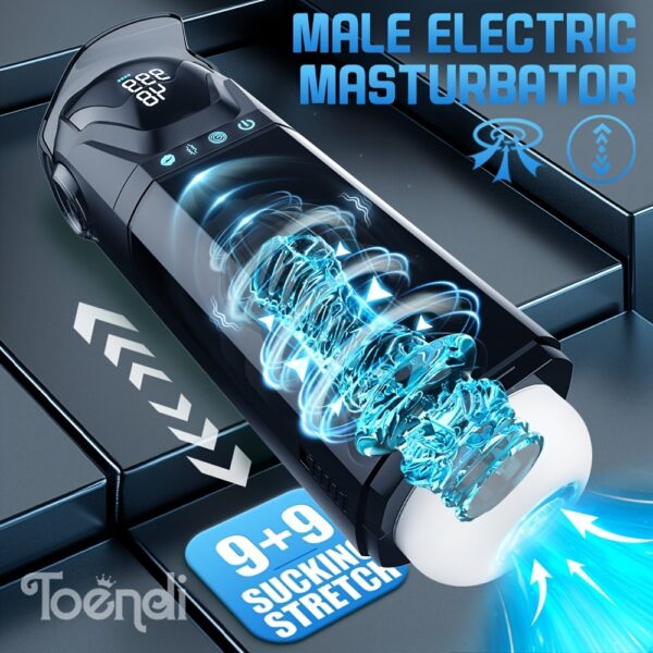 9 Sucking Modes 9 Stretching Modes Male Electric Masturbation Cup Penis Masturbator, Digital Display Male Adult Sex Toys 3D Realistic Texture Sex Toys Stroker