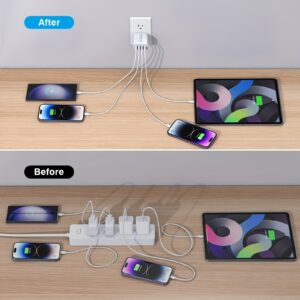 3 Pack 40W Fast Charging Block, 4-Port Charger Cube Power Brick Plug Box Base Adapter for iPad/Pro/Mini, iPhone 15/14/13/12, Galaxy, Motorola, Sony, Google Pixel, Tablet