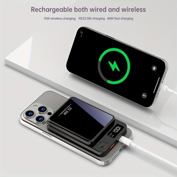 [Fast Charging Power Bank] 22.5W PD Fast Charging Power Bank 10000/5000mAh - Portable Wireless Charger, Magnetic Wireless Charging Pack, USB Type-C, LED Power Display, Rechargeable Lithium Polymer Battery For Android/iPhone Devices