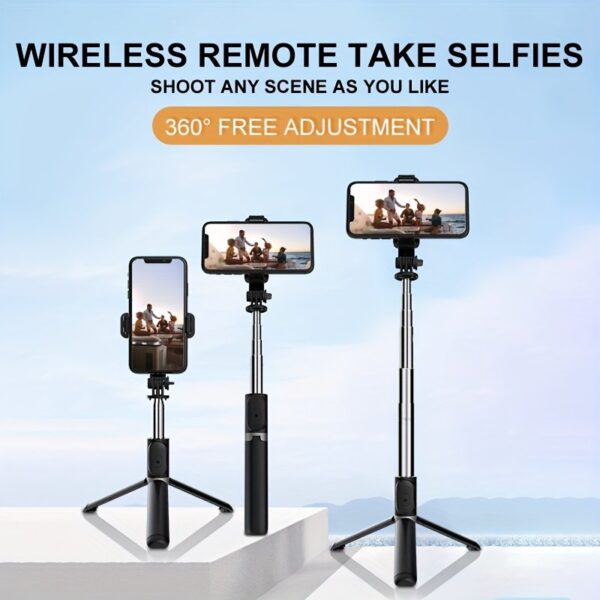 40 Inch Retractable Selfie Stick Professional Floor Tripod for Live Streaming, with Wireless Remote, 360° Rotation, Stable Anti-shake Design. Ideal for Travel Vlogs & Outdoor Live Streaming. Compatible with iPhone/Android Smartphones