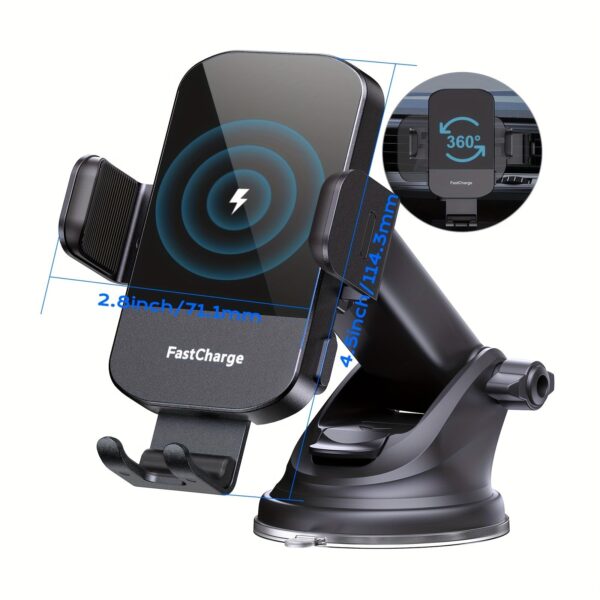 [Fast Charging | Wireless] CHGeek 15W Fast Charging Wireless Car Charger | Auto Clamping Car Charger Phone Mount Phone Holder - Black