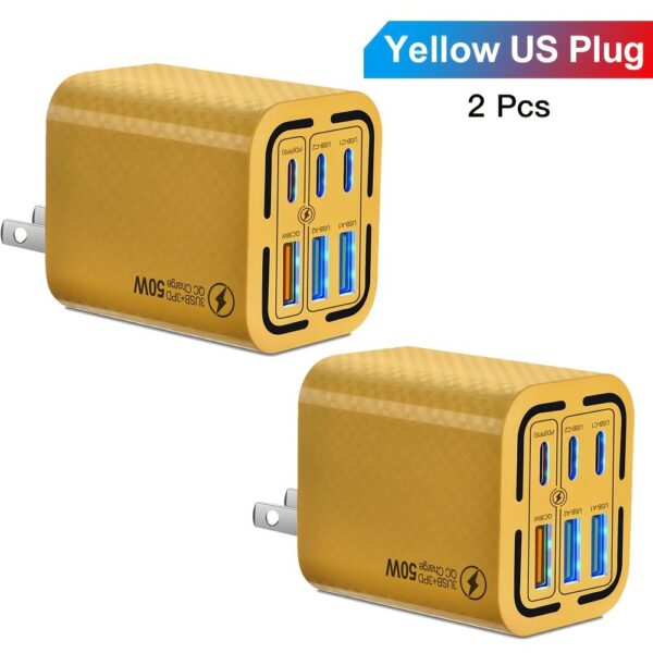 KAXOE 2pcs 50W Super Fast Charging Phone Charger Adapter USB C Charger Wall Travel Charger Plug USB Phone Charger for iPhone for Samsung