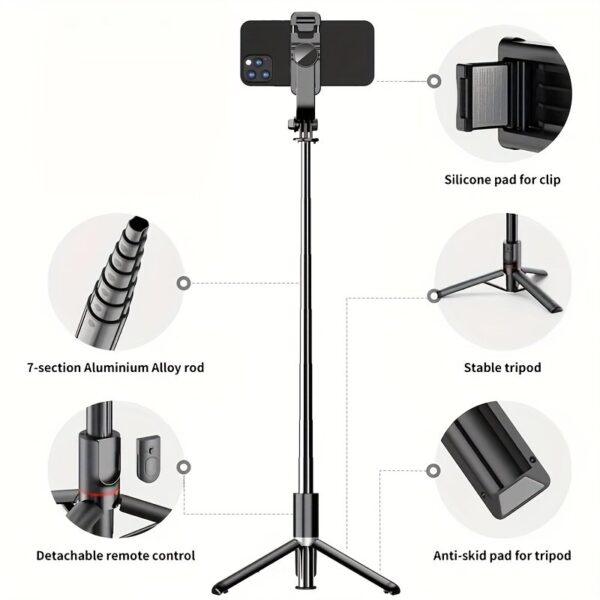 40-inch Extendable Phone Selfie Stick, Professional Floor Stand Designed for Live Streaming with Wireless Remote Control Smartphone Tripod, 360° Rotatable, Stable Anti-Shake Handheld Monopod Perfect for Travel and Outdoor Vlogging and Broadcasting, Suitable for iPhone/Android Smartphones