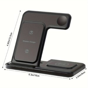 3-in-1 Fast Charging Station: Folding Wireless Charger Stand for iPhone 15/14/13/12/11/Pro/Max/Mini/8/Plus/X/XR/XS/X/SE, iWatch Ultra/Ultra2/9/8/7/6/5/4/3/2/1/SE, and Airpods 3/2/Pro/Pro2 with Universal Compatibility