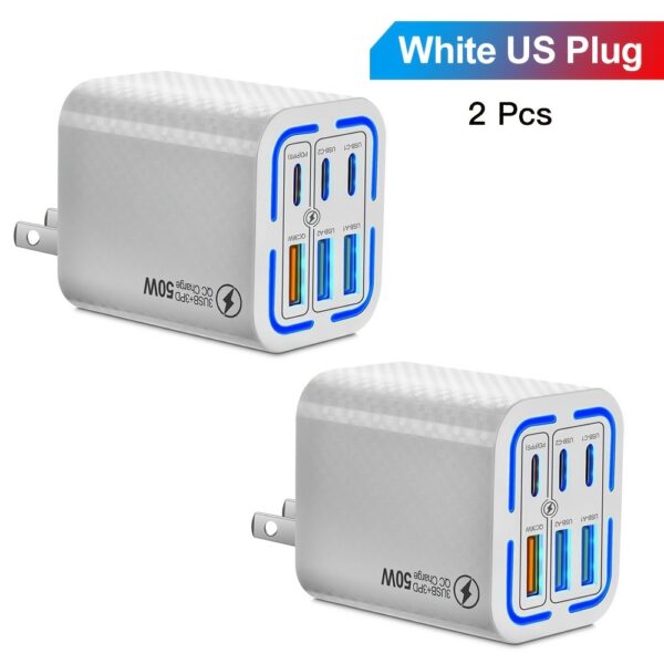 KAXOE 2pcs 50W Super Fast Charging Phone Charger Adapter USB C Charger Wall Travel Charger Plug USB Phone Charger for iPhone for Samsung
