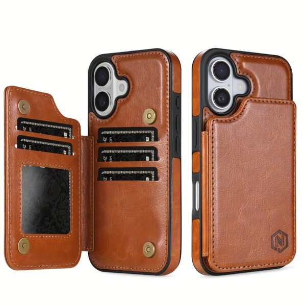 iPhone 15 Pro Max 14 Plus 13 12 11 X XS XR SE 2022 2020 8 7 Business Shockproof Protective Case, Wallet Type Solid Color Double Snap Side Stick Card Slot RFID Blocking Bracket Magnetic Flip PU Artificial Leather Case