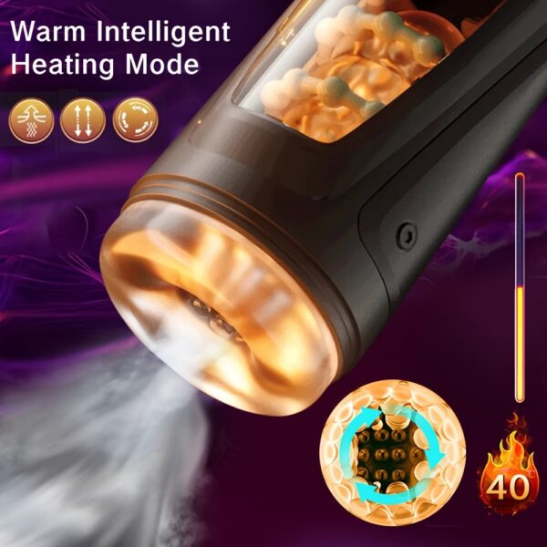 Fully Automatic Male Masturbator Airplane Cup, 9 Vibrations, 9 Stretch Sucks, 2 Heating Modes, TPE Material and 3D Texture Tunnel, Completely Wraps Penis, Accurately Stimulates Glans, Brings Wonderful Experience, Suitable for All Sizes, Easy to Clean, Male masturbators, adult products