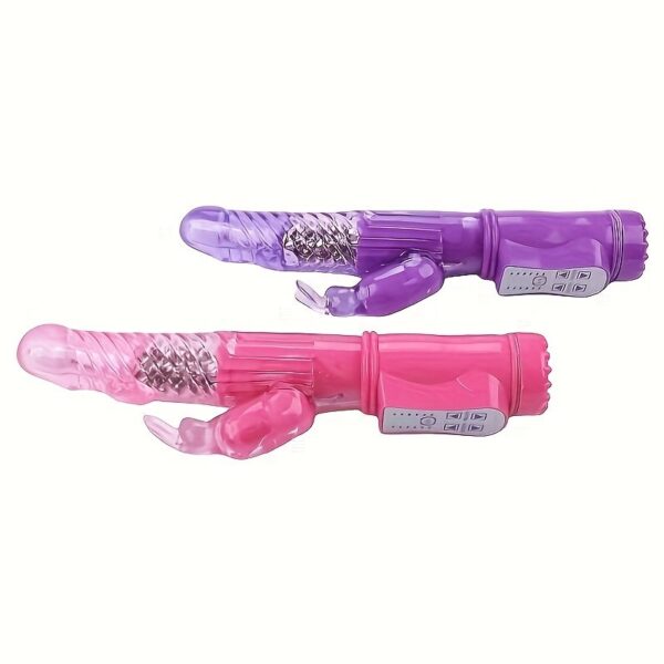 FBBKU 1pc Realistic Fake Malepye Battery-Style Rabbit Beads Vibrating Rod Toy for Women, Dildo