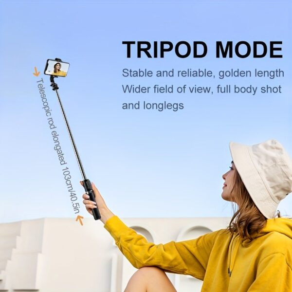 40 Inch Retractable Selfie Stick Professional Floor Tripod for Live Streaming, with Wireless Remote, 360° Rotation, Stable Anti-shake Design. Ideal for Travel Vlogs & Outdoor Live Streaming. Compatible with iPhone/Android Smartphones