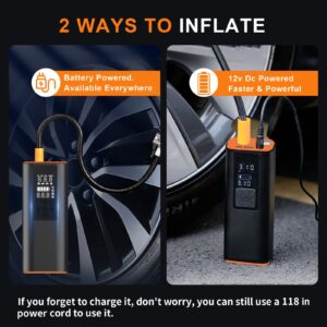 [Digital Tire Inflator] 150 PSI Portable Tire Inflator, Air Compressor Air Pump - Digital Pressure Gauge, Strong Light For Car, Motorcycle, Electric Bike, And Bicycle