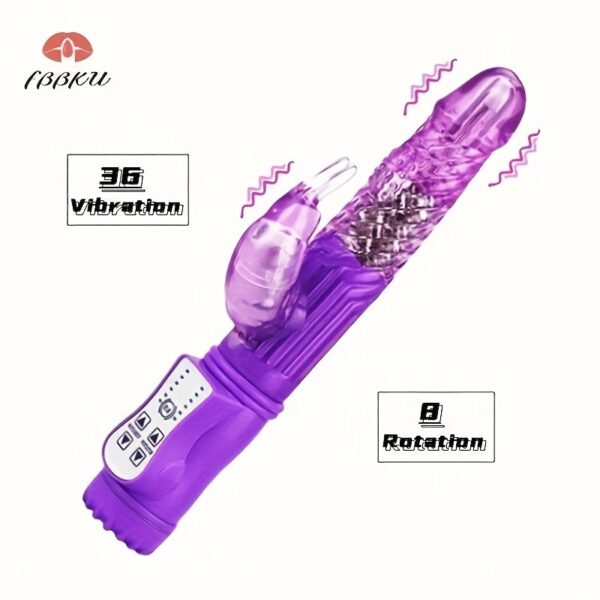 FBBKU 1pc Realistic Fake Malepye Battery-Style Rabbit Beads Vibrating Rod Toy for Women, Dildo
