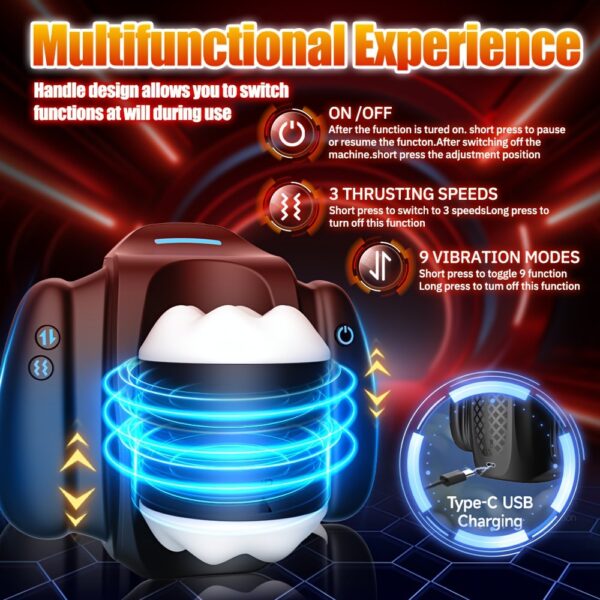 1pc Male Masturbator Automatic Suction Vibrator Telescopic Vibration Mini Handle Masturbator Cup Penis Massager Texture Soft Silicone Masturbator Cup 10 Frequency Vibration 3-speed Telescopic Masturbator Pocket Cup With Phone Holder And APP