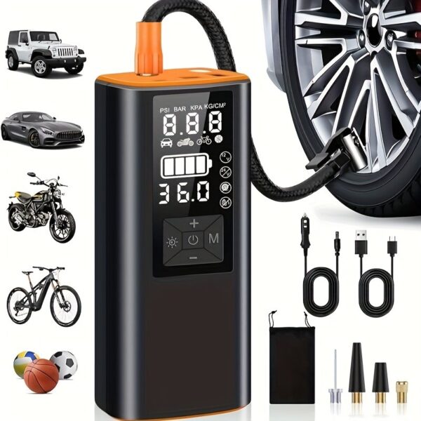 [Digital Tire Inflator] 150 PSI Portable Tire Inflator, Air Compressor Air Pump - Digital Pressure Gauge, Strong Light For Car, Motorcycle, Electric Bike, And Bicycle