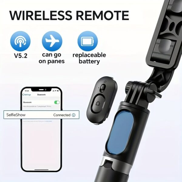 40-inch Extendable Phone Selfie Stick, Professional Floor Stand Designed for Live Streaming with Wireless Remote Control Smartphone Tripod, 360° Rotatable, Stable Anti-Shake Handheld Monopod Perfect for Travel and Outdoor Vlogging and Broadcasting, Suitable for iPhone/Android Smartphones