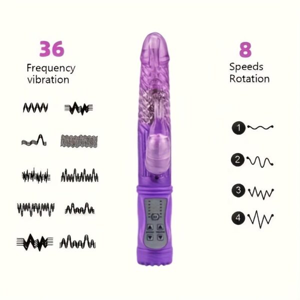FBBKU 1pc Realistic Fake Malepye Battery-Style Rabbit Beads Vibrating Rod Toy for Women, Dildo