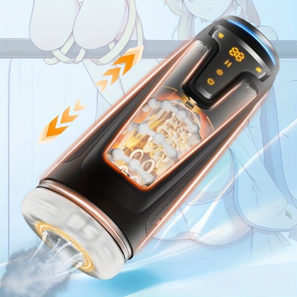 Fully Automatic Male Masturbator Airplane Cup, 9 Vibrations, 9 Stretch Sucks, 2 Heating Modes, TPE Material and 3D Texture Tunnel, Completely Wraps Penis, Accurately Stimulates Glans, Brings Wonderful Experience, Suitable for All Sizes, Easy to Clean, Male masturbators, adult products