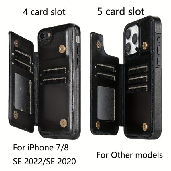 iPhone 15 Pro Max 14 Plus 13 12 11 X XS XR SE 2022 2020 8 7 Business Shockproof Protective Case, Wallet Type Solid Color Double Snap Side Stick Card Slot RFID Blocking Bracket Magnetic Flip PU Artificial Leather Case