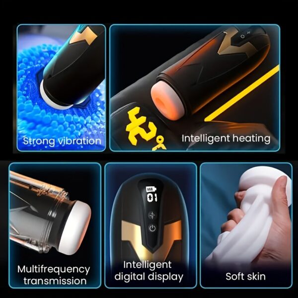 1pc Men'S Masturbation Cup Sex Toy - With 3-speed Variable Speed And 9-vibration Stretching/suction Mode; 3D Textured Penis Masturbation Cup, Used For Penis Stimulation, Valentine'S Day Gift