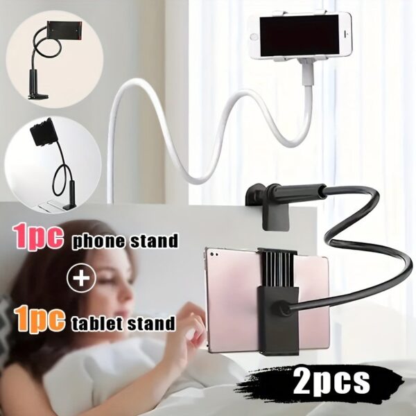 2pcs Bedside Phone Holder - Mobile Phone, Tablet Desktop Stand, Flexible Wrapped Arm, 360 Degree Adjustable Clamp, Phone Holder, Lazy Holder, Flexible Long Arm Clamp Mount, Convenient, Lightweight, Multiple Folding.