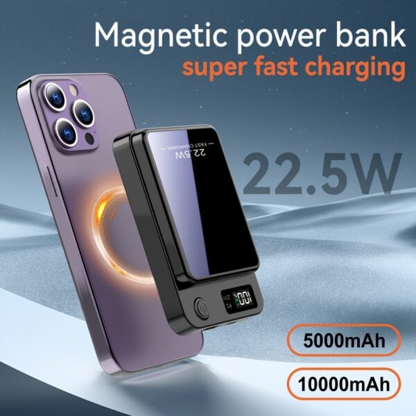 [Fast Charging Power Bank] 22.5W PD Fast Charging Power Bank 10000/5000mAh - Portable Wireless Charger, Magnetic Wireless Charging Pack, USB Type-C, LED Power Display, Rechargeable Lithium Polymer Battery For Android/iPhone Devices