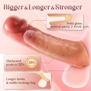 Vibrating Penis Sleeve Rooster Ring Vibrator Extension with 10 Vibration Mode, G-Spot Dildo Vibrators Penis Toy for Men WomenG-Spot Dildo Vibrators Penis Toy for Men Women Sex Toys