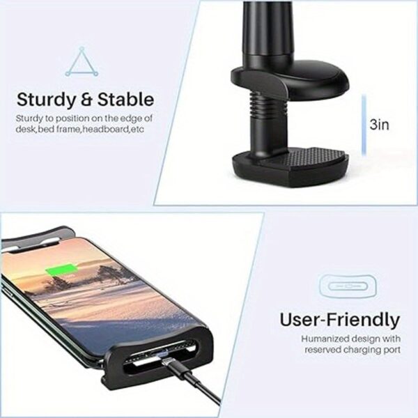 2pcs Bedside Phone Holder - Mobile Phone, Tablet Desktop Stand, Flexible Wrapped Arm, 360 Degree Adjustable Clamp, Phone Holder, Lazy Holder, Flexible Long Arm Clamp Mount, Convenient, Lightweight, Multiple Folding.